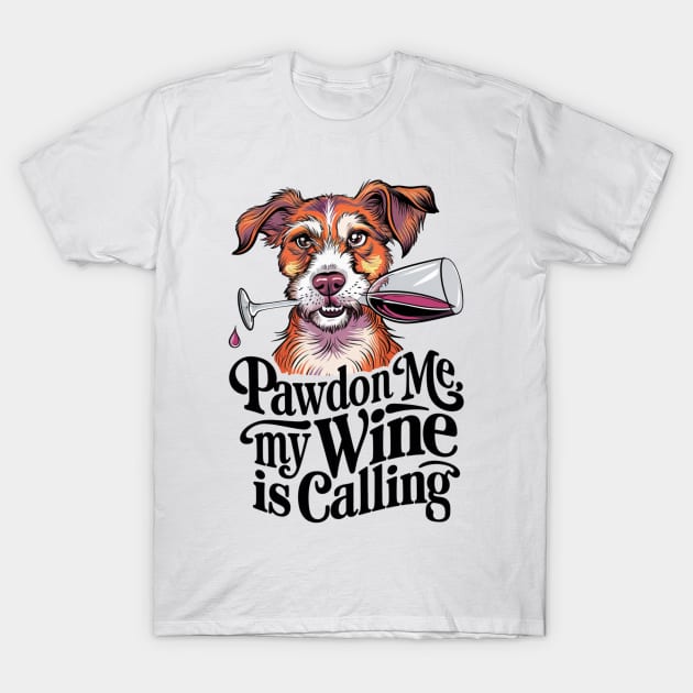 Canine Connoisseur - Wine Time with a Pawsitive Twist T-Shirt by WEARWORLD